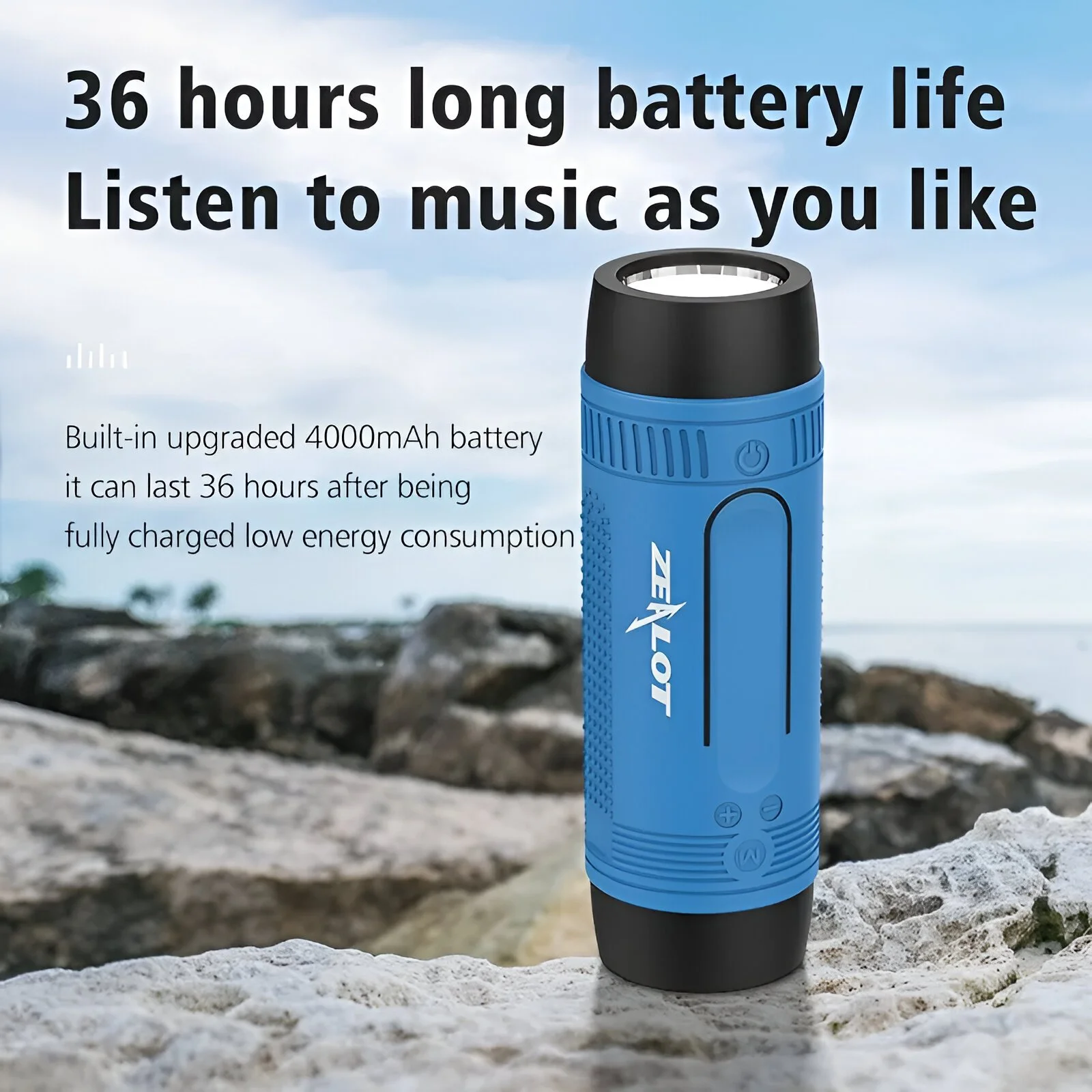 Waterproof Portable Bluetooth Speaker with Power Bank & Flashlight