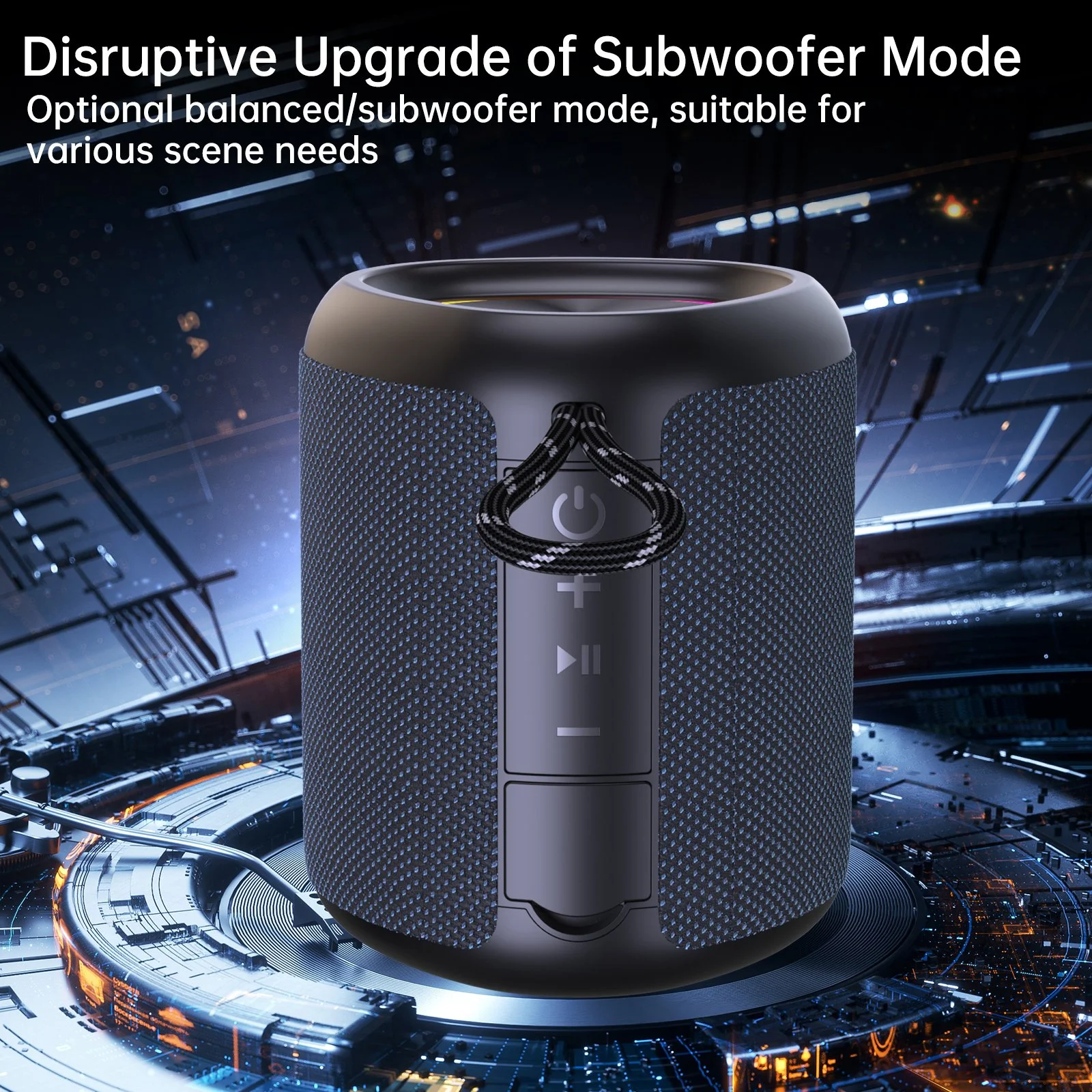 Portable Bluetooth Speaker 20W with Subwoofer, LED Light & IPX7 Waterproof