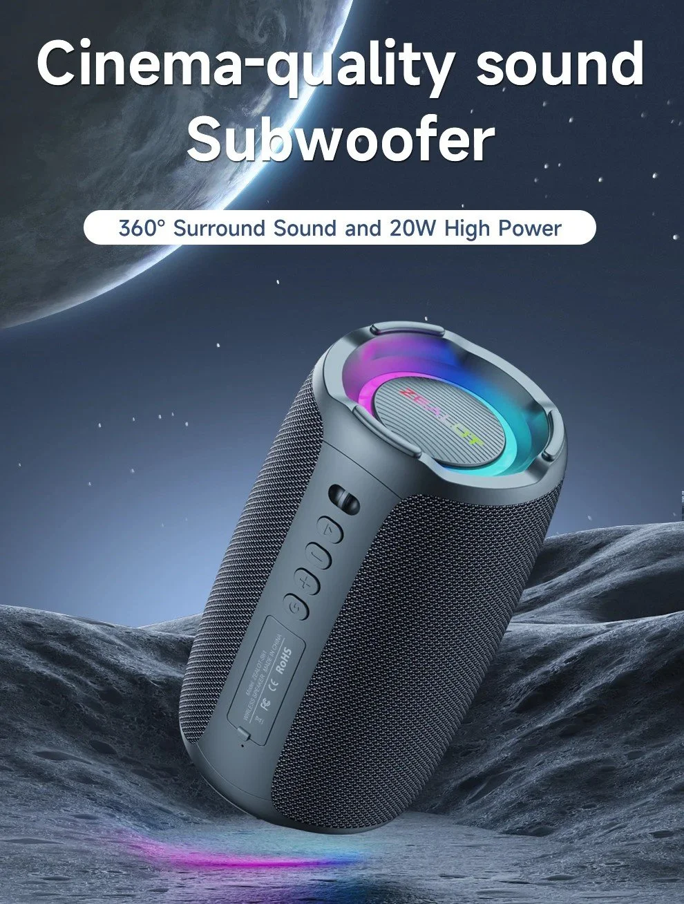 Portable Bluetooth Speaker 20W Deep Bass Soundbar with IPX5 Waterproof
