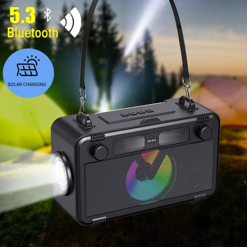 Portable Solar Bluetooth Emergency Radio with FM, Flashlight & USB Play