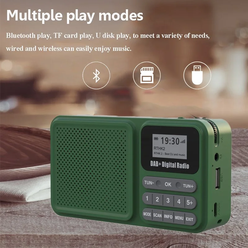 Portable DAB+ FM Radio with Bluetooth, Solar Charging & USB/TF Playback