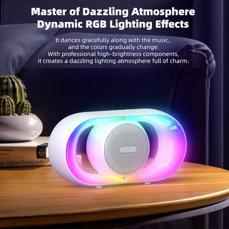 Portable Bluetooth 5.3 Speaker with RGB Lights & Deep Bass Subwoofer