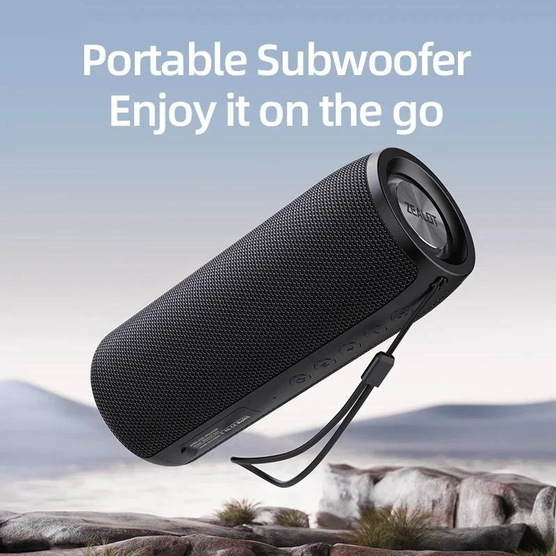 Portable Bluetooth Speaker with Wireless Subwoofer, Waterproof, FM Radio & TF Card Support
