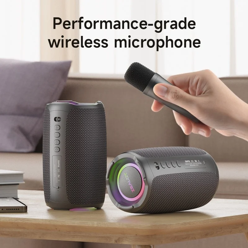 Portable Bluetooth Karaoke Speaker with Wireless Microphones for Home Party