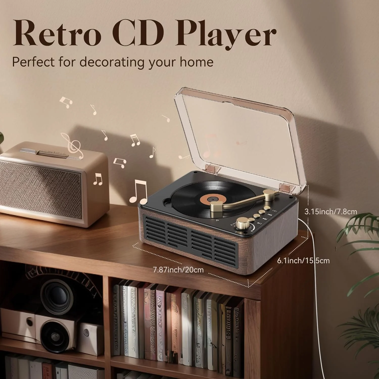 Bluetooth 5.0 CD Player with HiFi Sound, Built-in Speakers & Remote Control