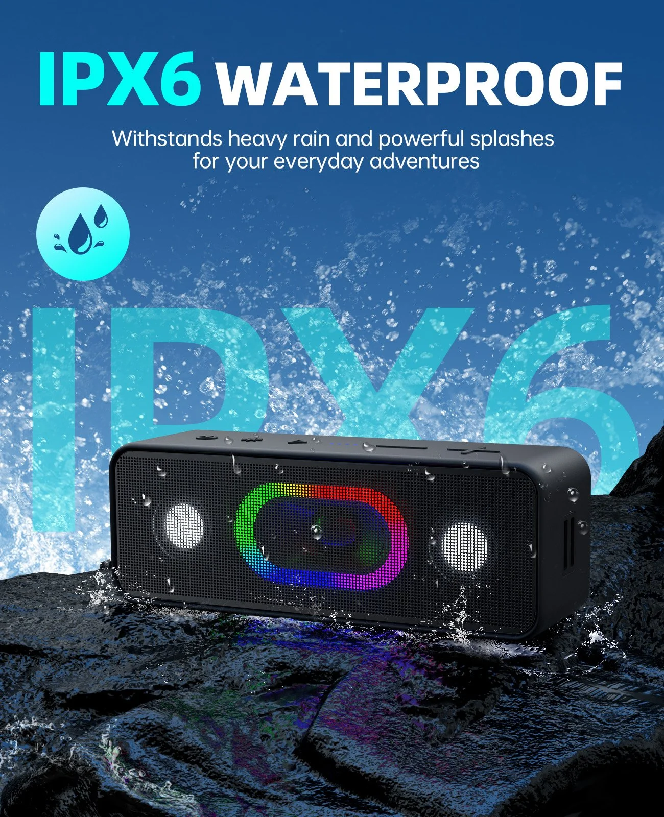 Portable Bluetooth Speaker with Lights – 24W Wireless Stereo Sound for PC, Laptop & Gaming