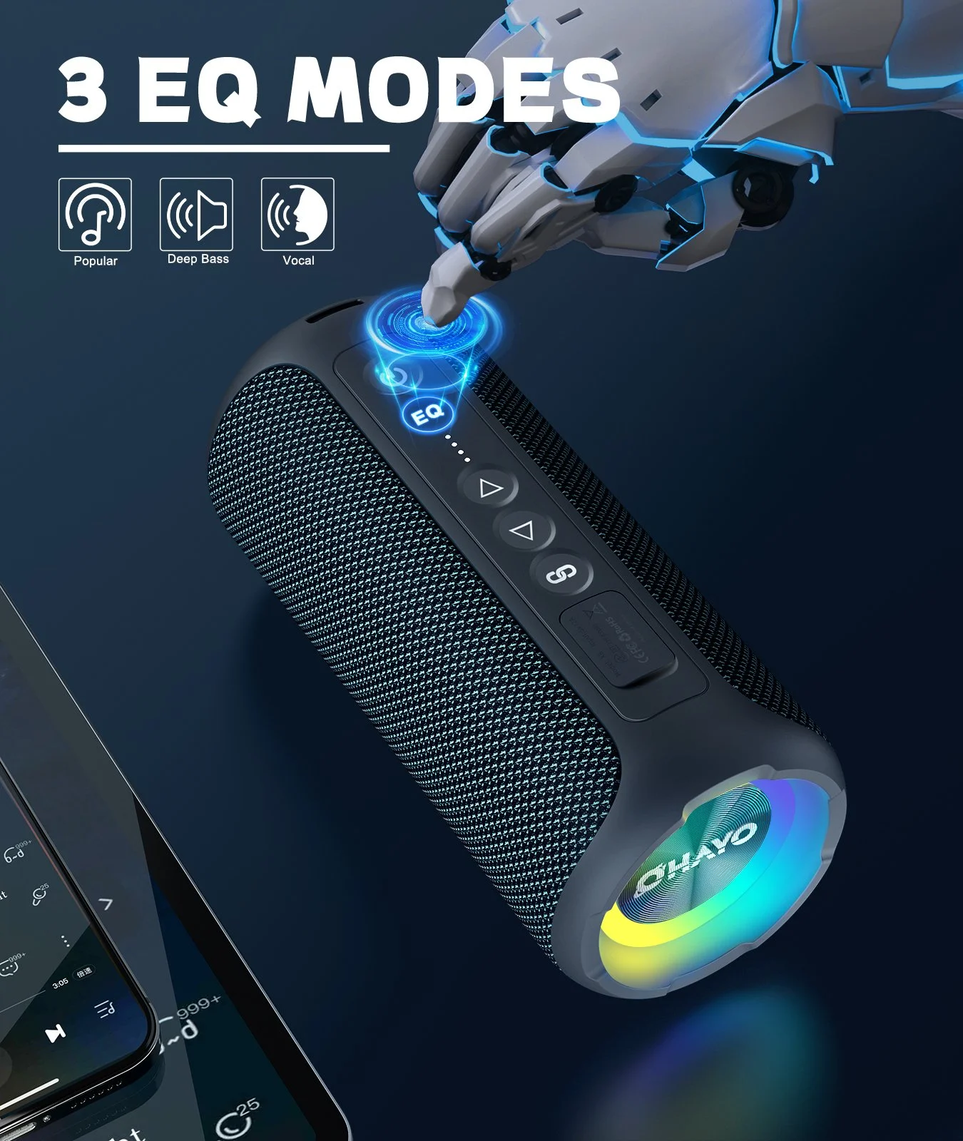 X8 Pro Portable Bluetooth Speaker 40W Stereo Sound, Deep Bass & Lights