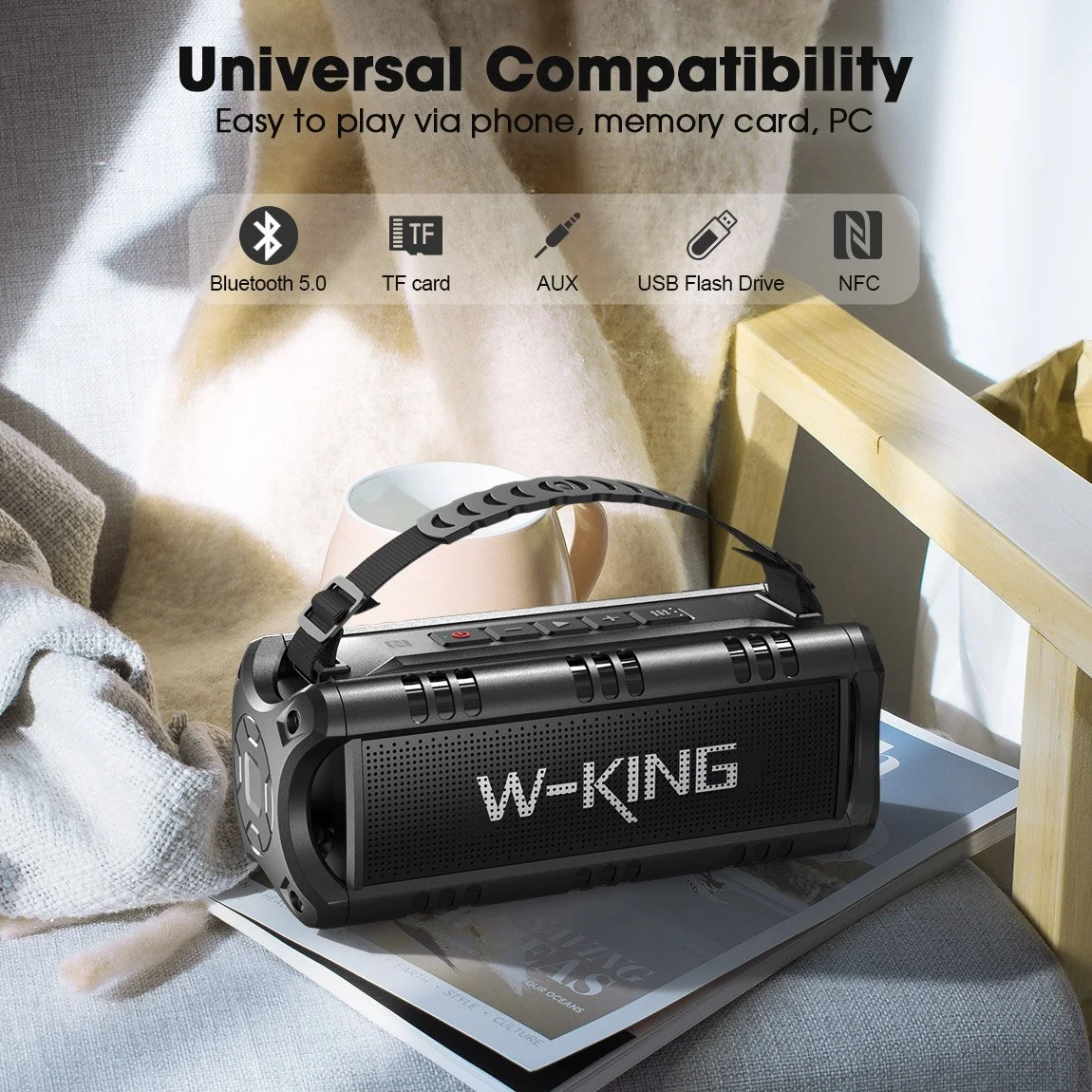 IPX7 Waterproof Bluetooth Speaker - 30W Loud Sound with RGB Lights