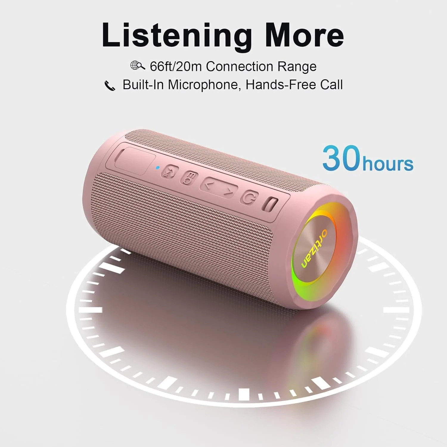 Portable Waterproof Bluetooth Speaker with 24W Sound & LED Party Lights
