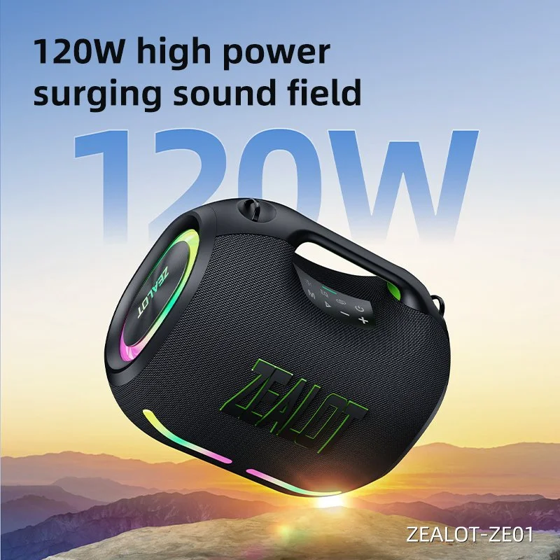 120W Portable Bluetooth Speaker with Deep Bass & RGB Lights