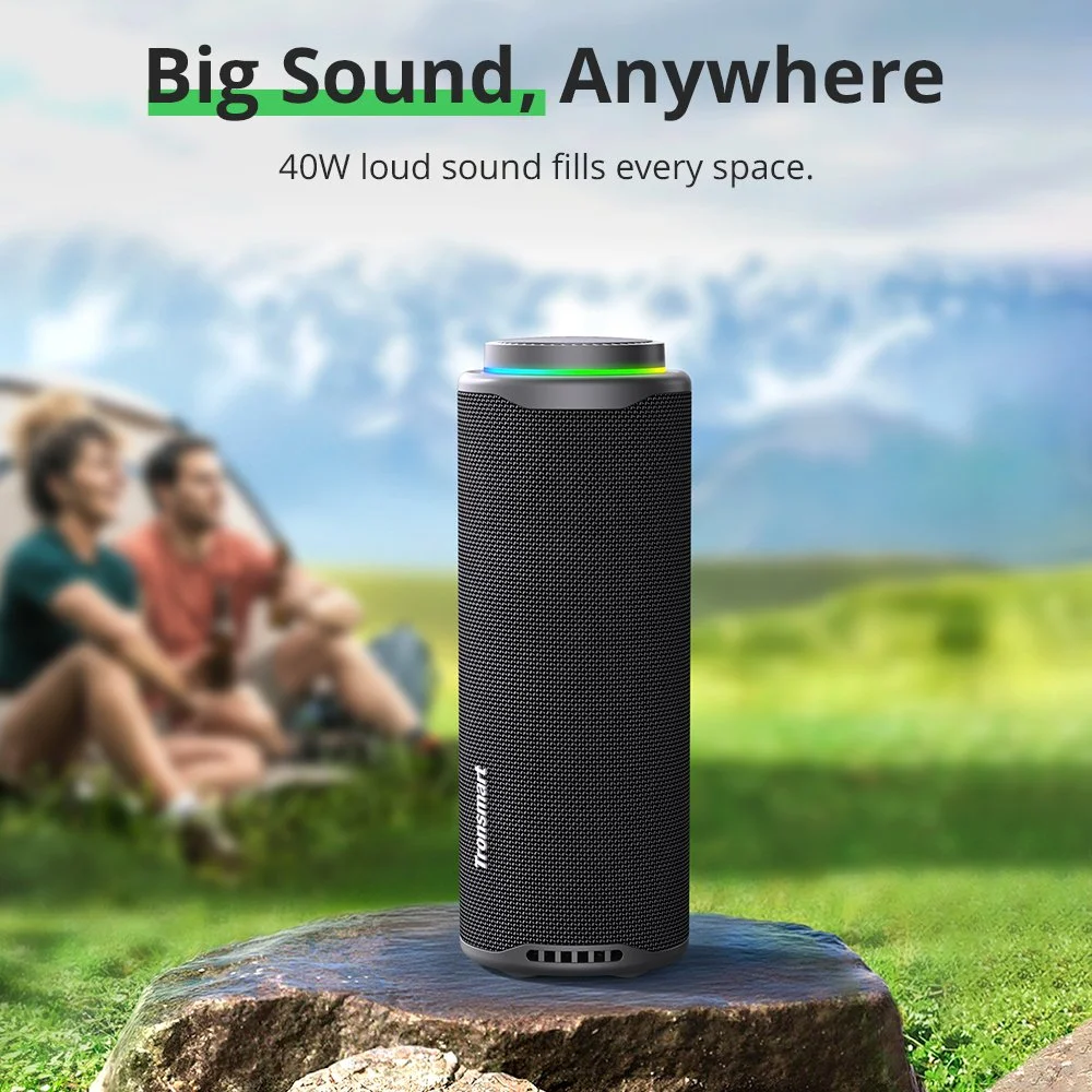 Wireless Portable Speaker with Bluetooth 5.3, 40W Bass, Waterproof, 18H Playtime