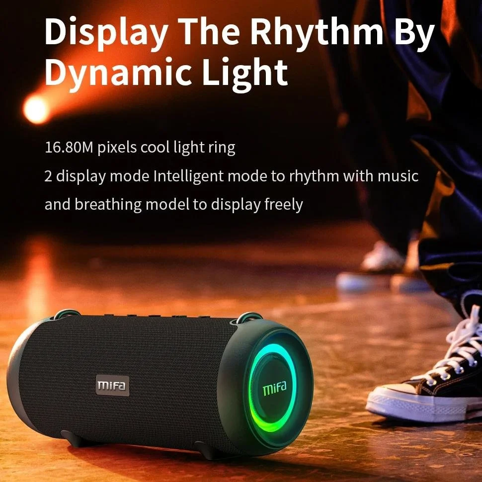 Portable Bluetooth Speaker 60W with Deep Bass, Lights & Waterproof Design