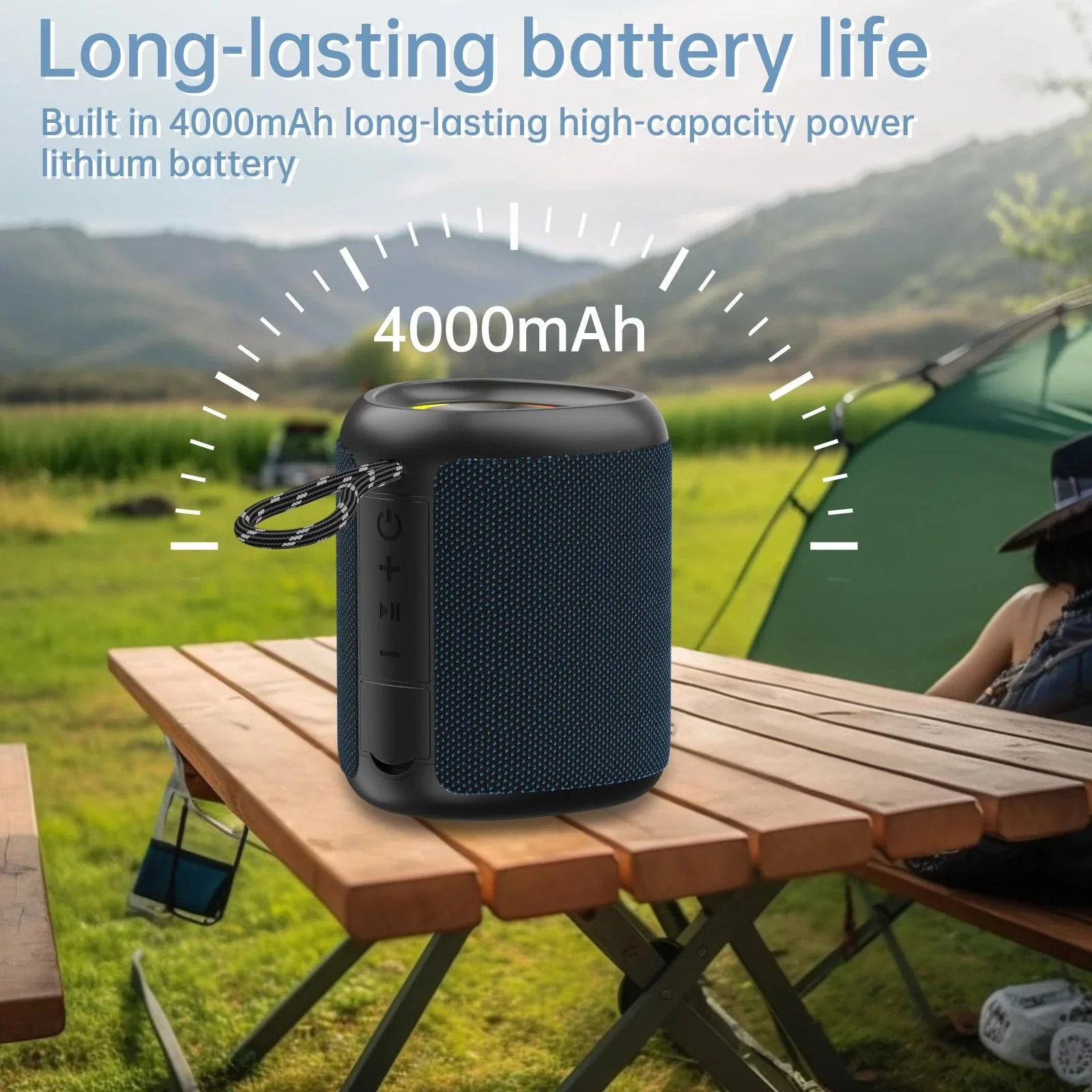 Portable Bluetooth Speaker with Subwoofer, LED Light & Waterproof Design