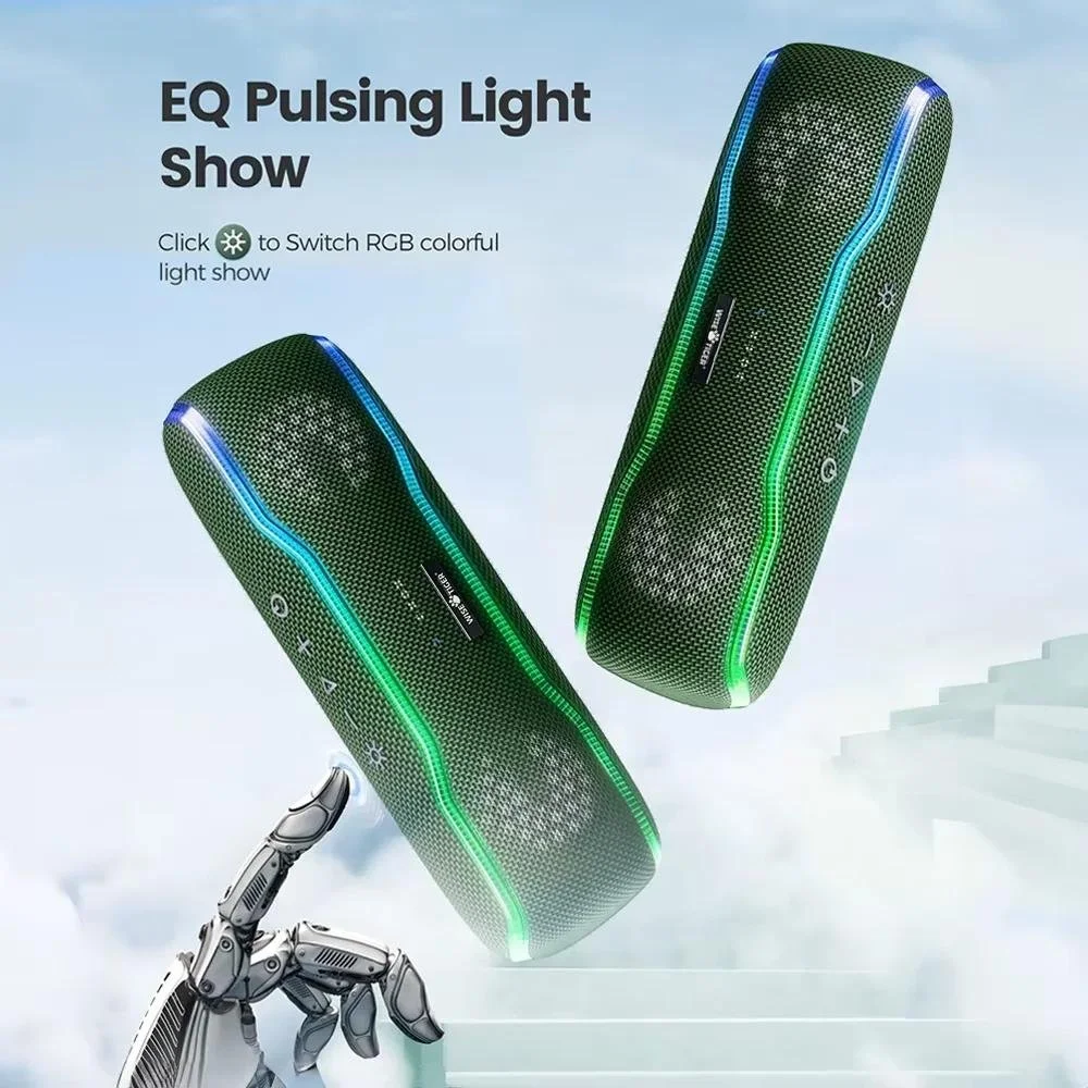 Portable Bluetooth Speaker with Lights, 25W Stereo Surround, Waterproof