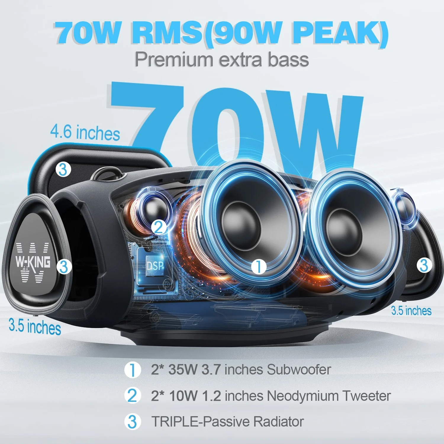Portable 80W Bluetooth Speaker with High Volume and Waterproof Design