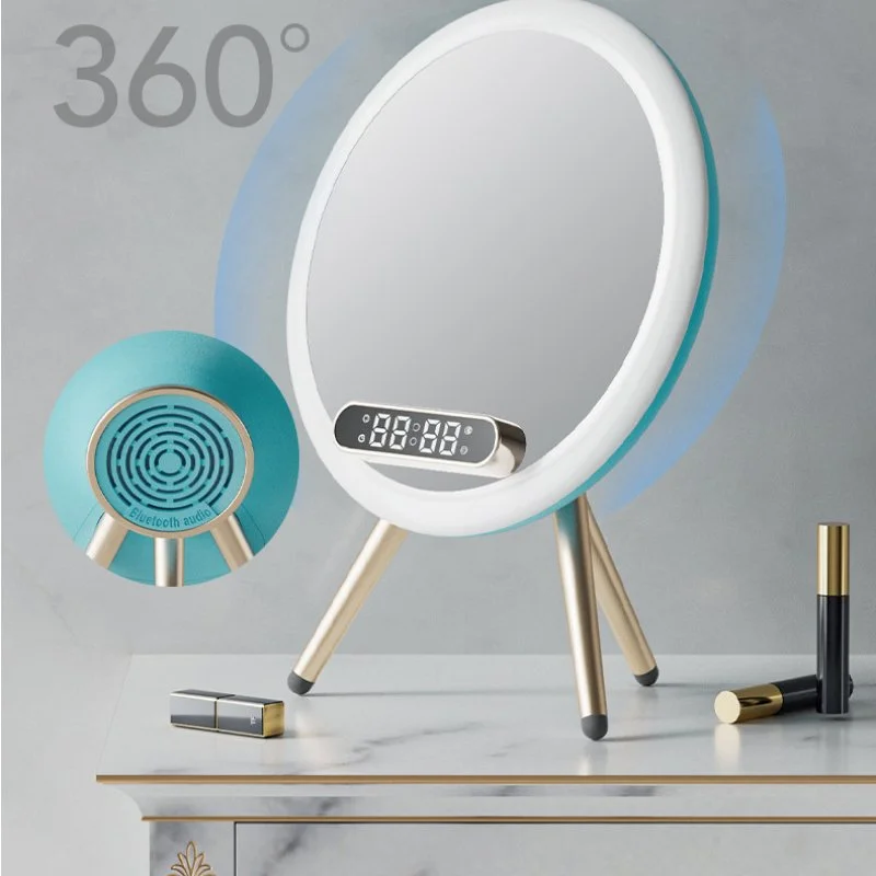 Smart Bluetooth Speaker with Wireless Charging, LED Mirror & Alarm Clock