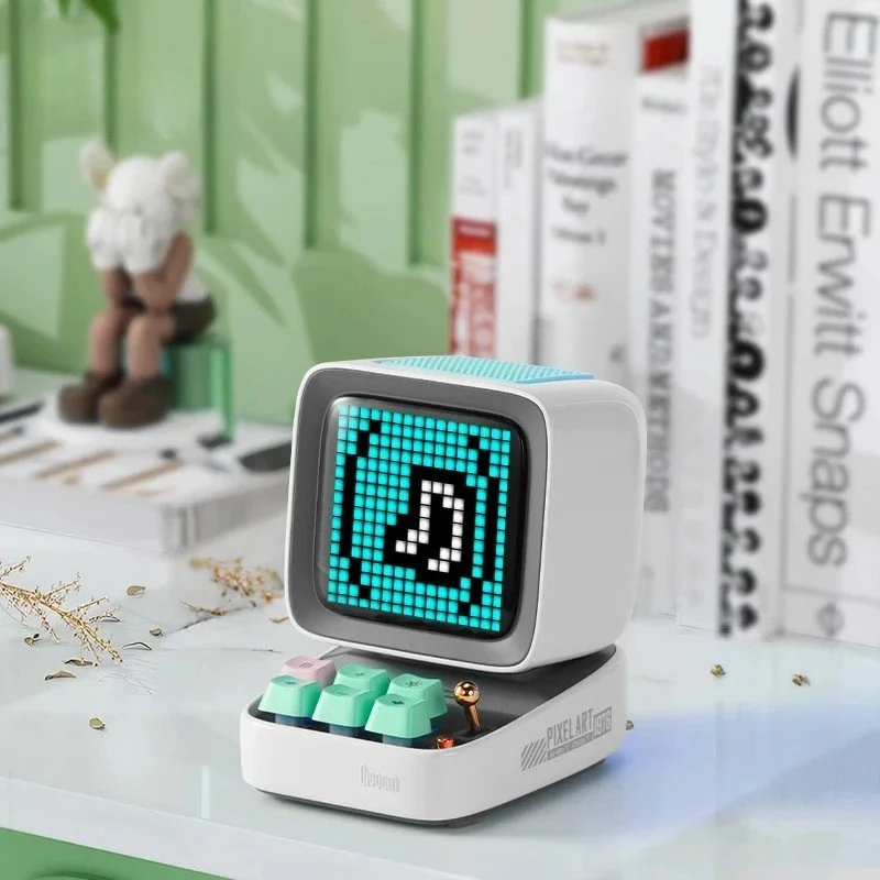 Retro Bluetooth Speaker & Pixel Art Clock with Games and Alarm - Portable Kids Lamp