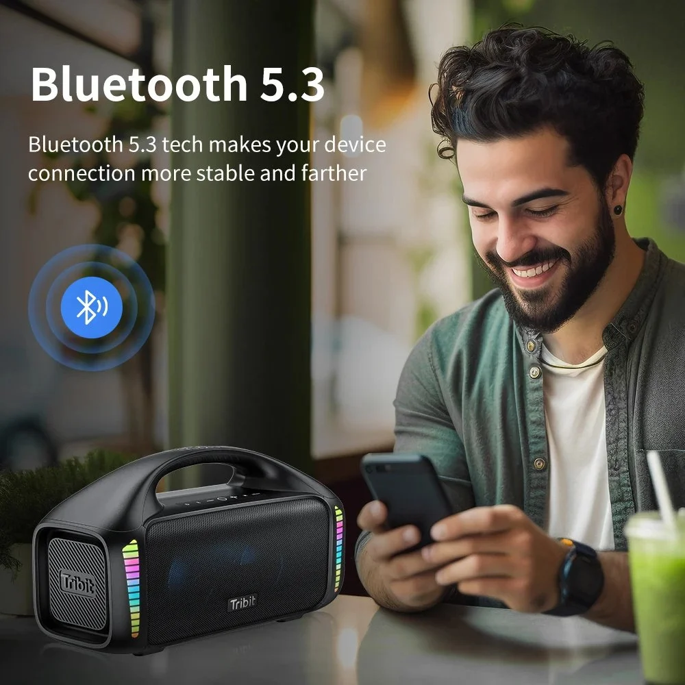 90W Portable Bluetooth Speaker - IPX7 Waterproof, 30H Playtime, 32 LED Lights, Power Bank