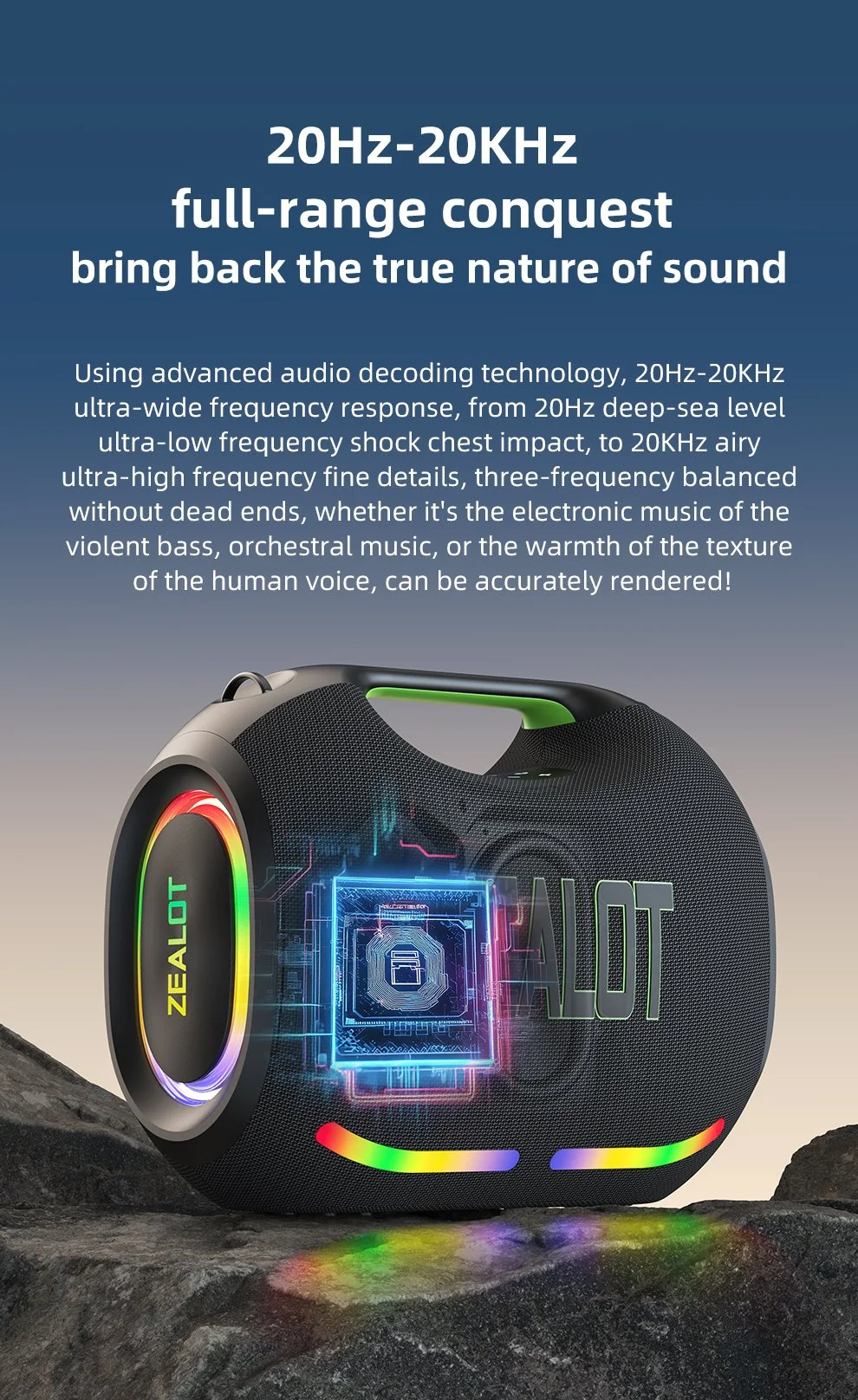 250W Portable Waterproof Bluetooth Speaker with 48000mAh Battery