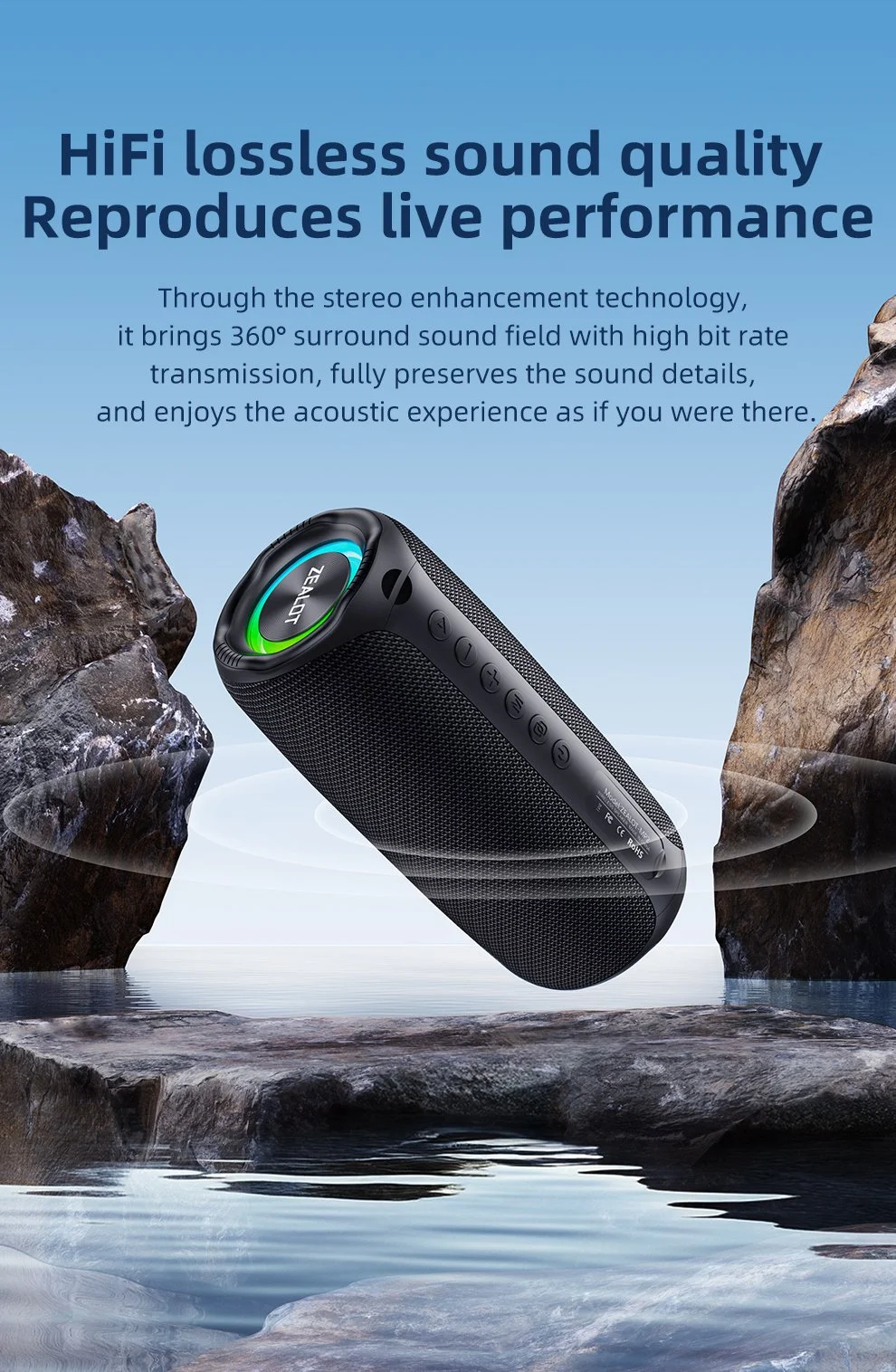 Portable Bluetooth 5.3 Speaker - 20W Waterproof Outdoor Speaker