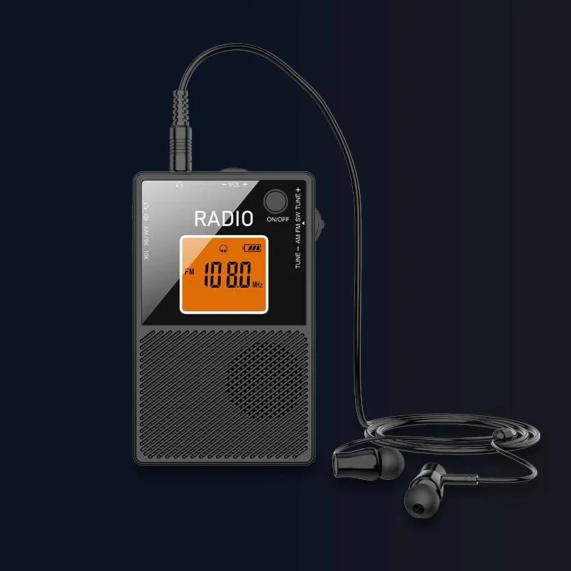 Mini Portable AM FM SW Pocket Radio with Speaker & Headset
