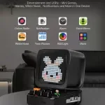 Portable Pixel Art Bluetooth Speaker with Alarm Clock & LED Display - Black