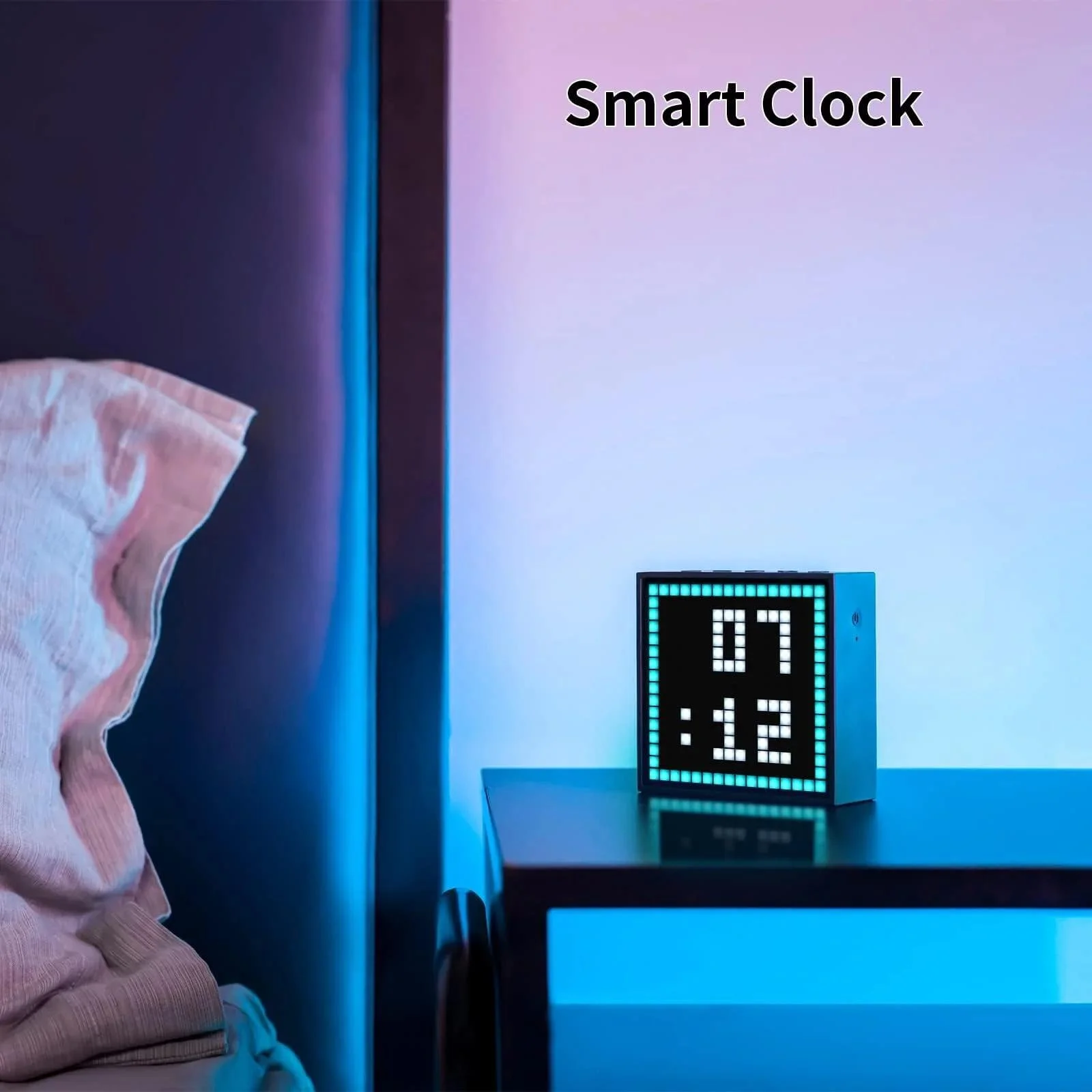 Bluetooth Wireless Speaker with Pixel Art Display, Alarm Clock & LED