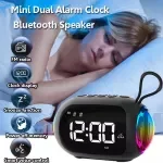 Mini Clock Bluetooth Speaker with Colorful Light, Dual Alarm & FM Radio