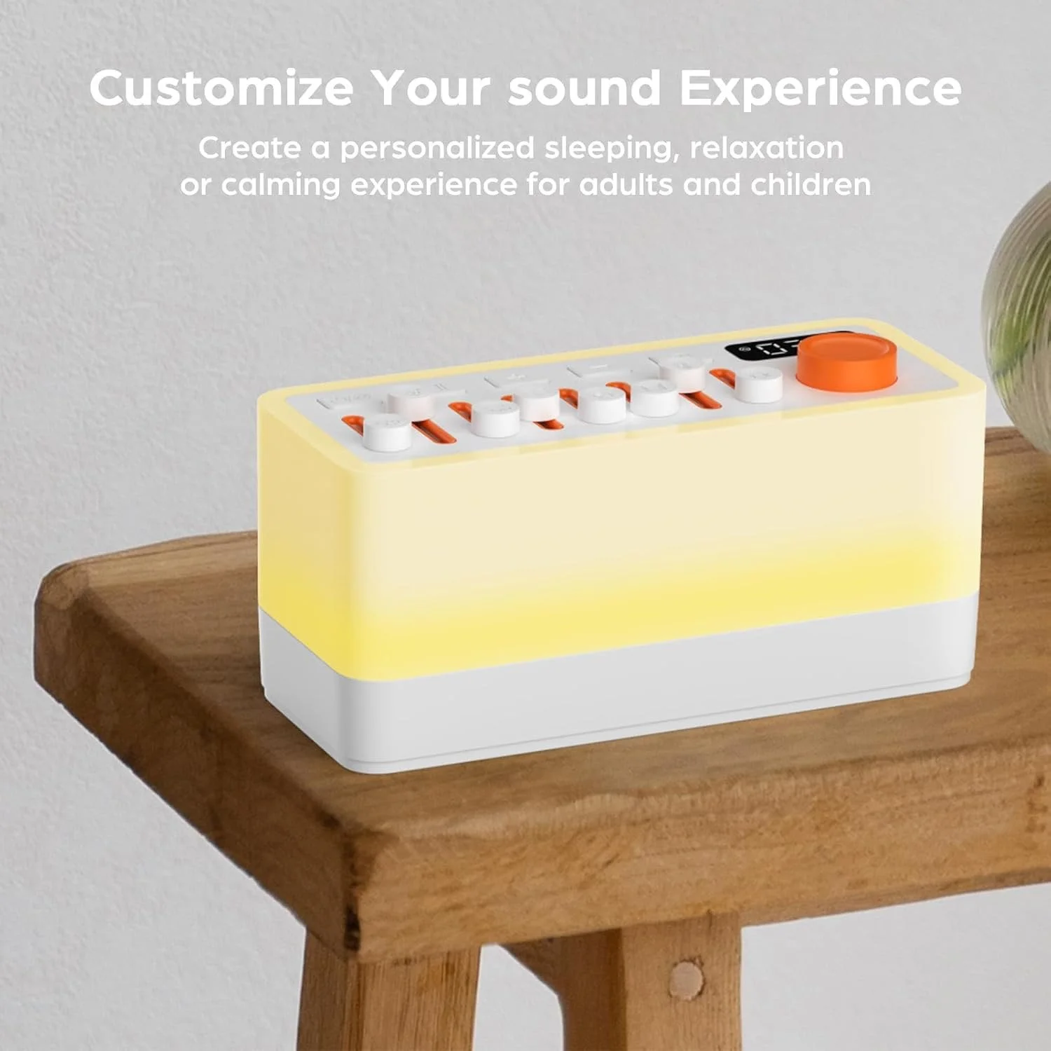 White Noise Sound Machine with Bluetooth Speaker and Night Light