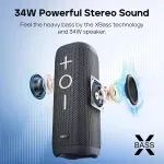 Portable Bluetooth Speaker 34W Waterproof Wireless Speaker with 24H Playtime