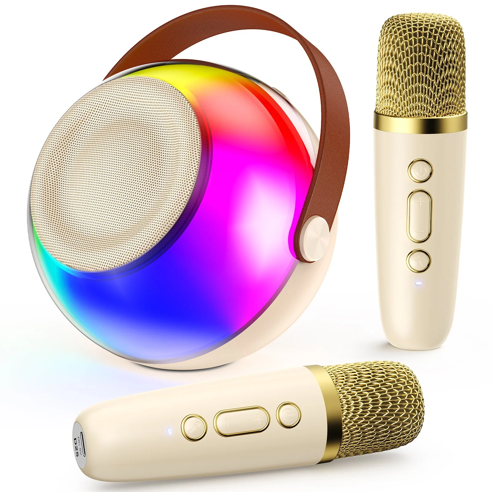 Wireless Karaoke Microphone & Speaker System with LED Lights