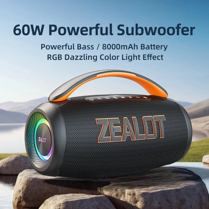 60W Portable Bluetooth Speaker with IPX6 Waterproof, Controllable Lighting & TWS