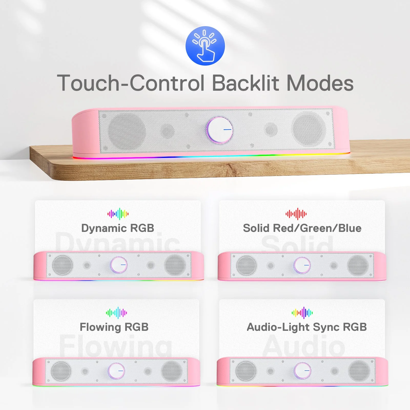 2.0 Channel RGB Desktop Soundbar with Dynamic Audio for PC & Laptop