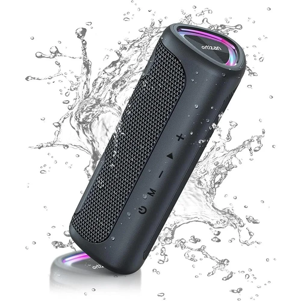 Portable Bluetooth Speaker, IPX7 Waterproof, 24W Power, 30H Playtime, RGB Lights