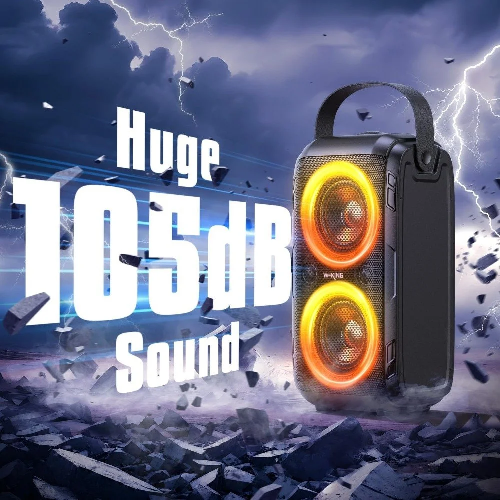 180W Peak Portable Bluetooth Speaker with LED Lights and Deep Bass
