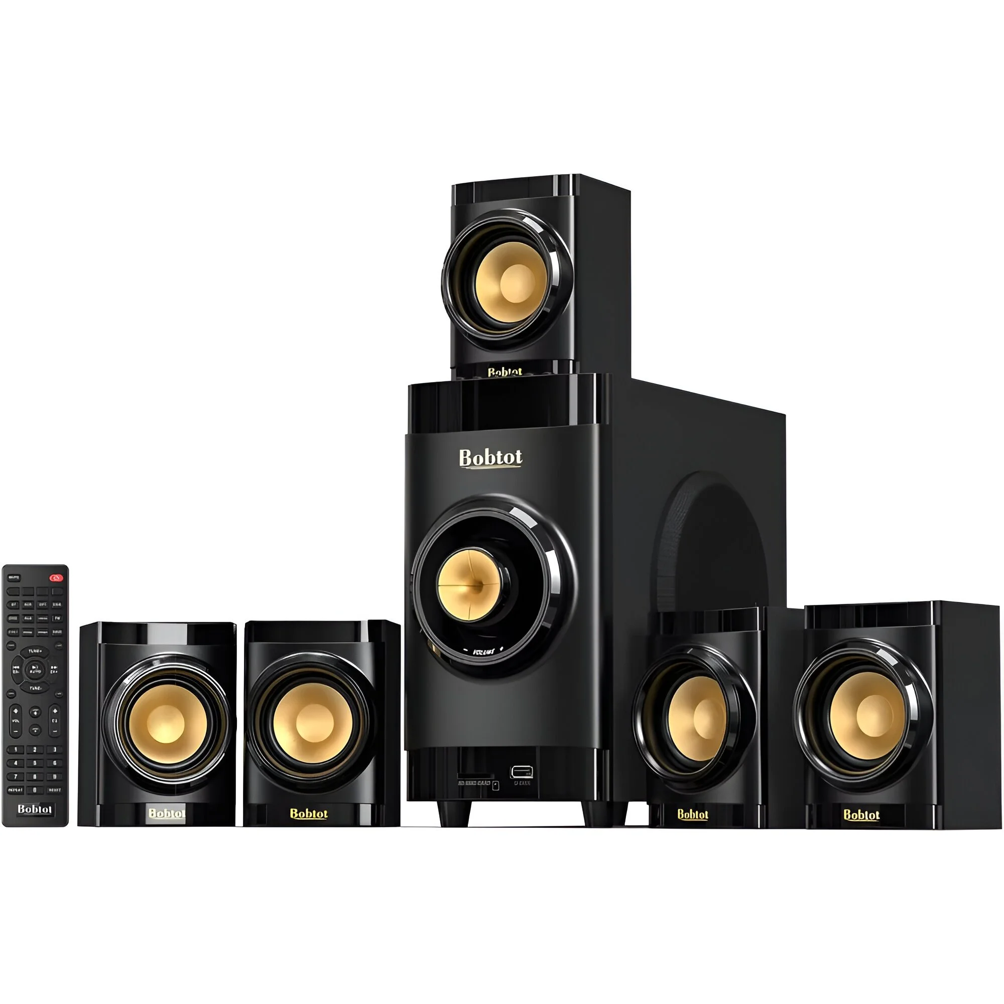 Subwoofer Home Theater Surround Sound System with 5 Wired Speakers and HDMI ARC Support