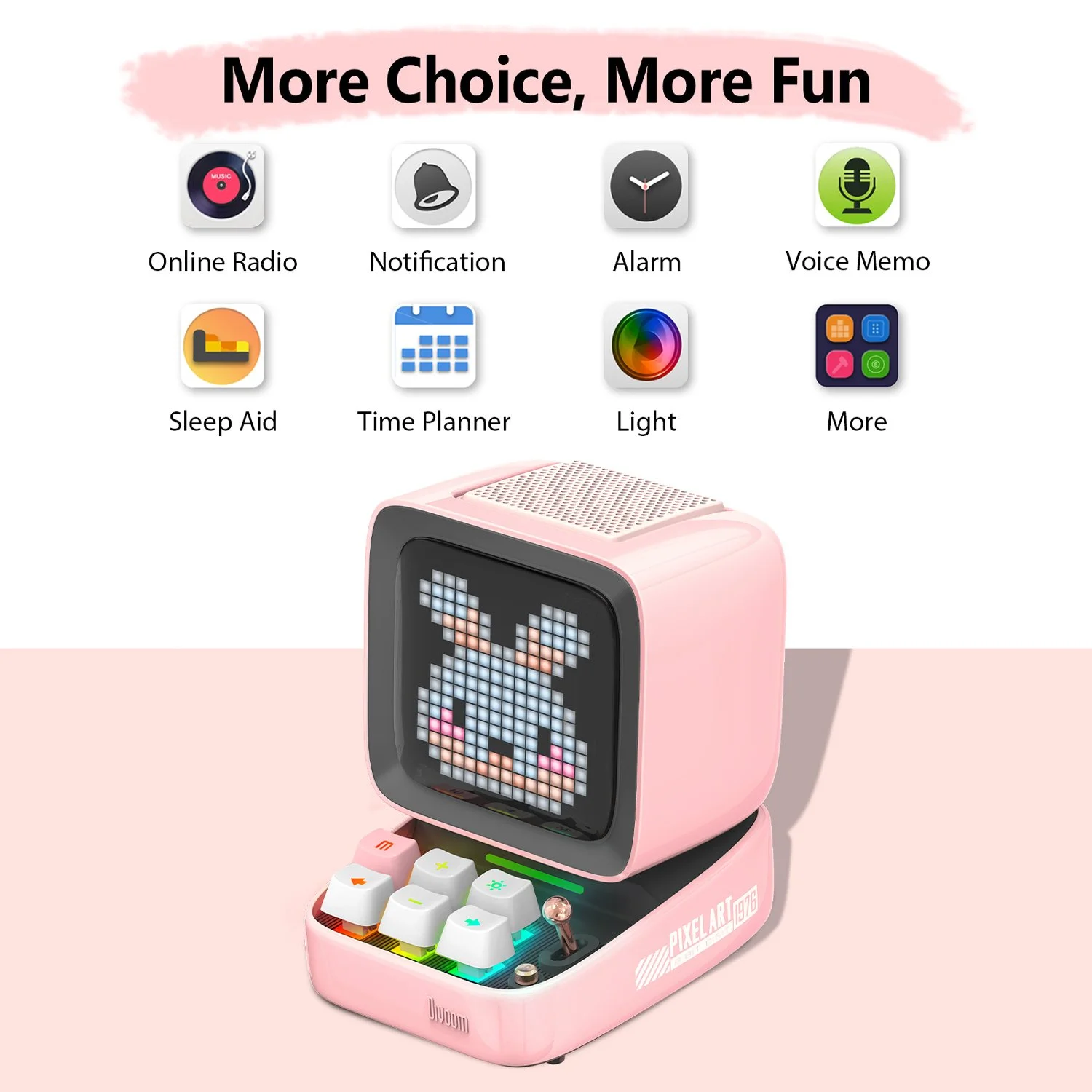 Retro Pixel Art Bluetooth Speaker Alarm Clock with LED Display