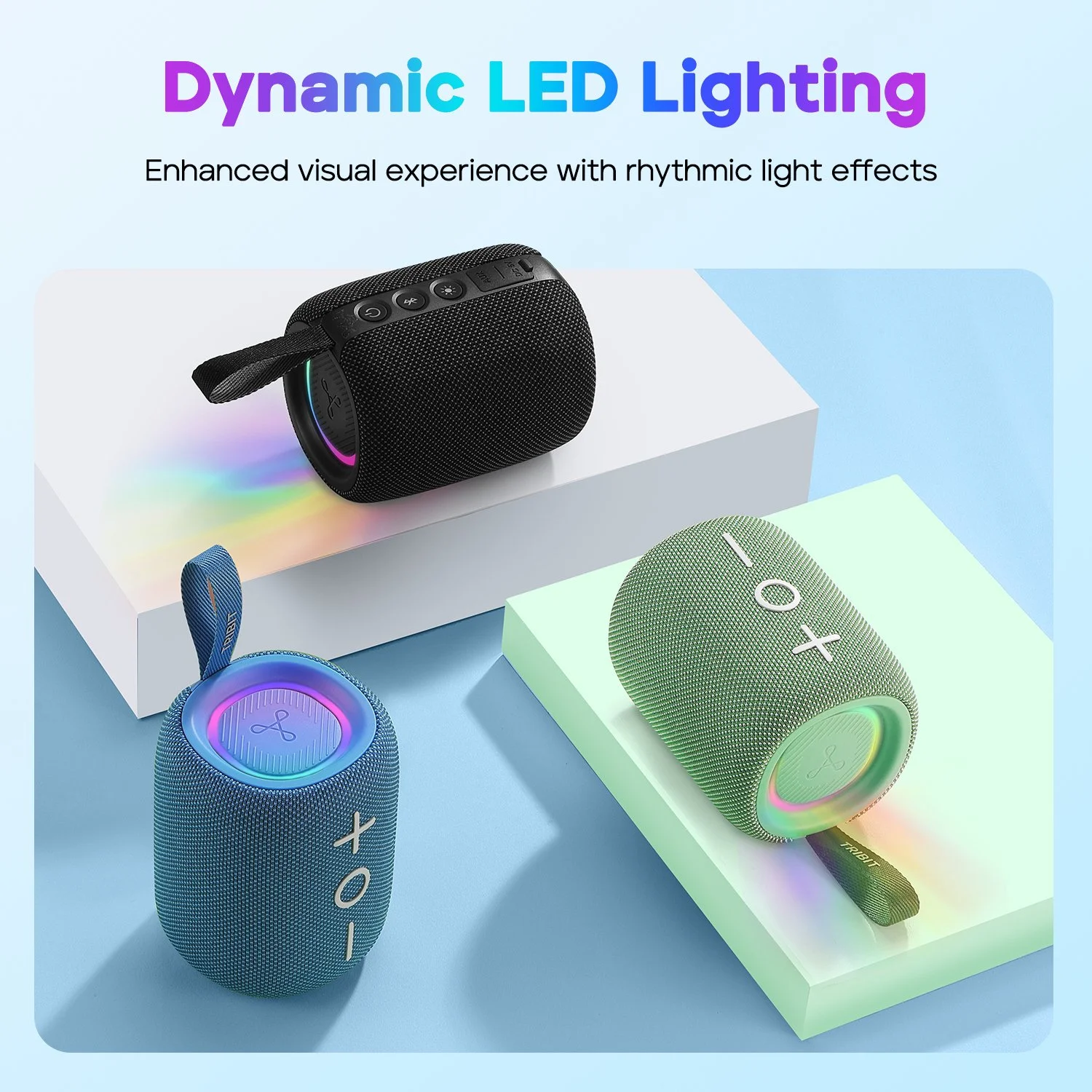 360° Waterproof Bluetooth Speaker with LED Lights & 12W Sound