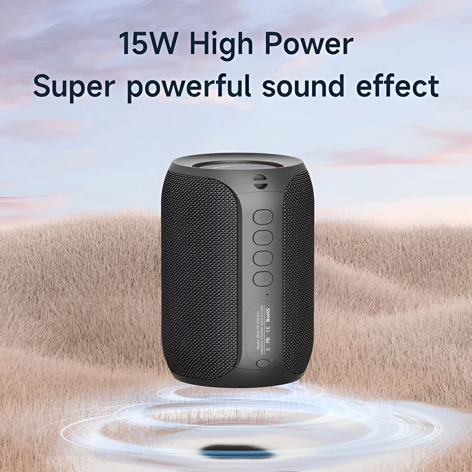 Portable 15W Waterproof Bluetooth Speaker with Deep Bass & LED Lights
