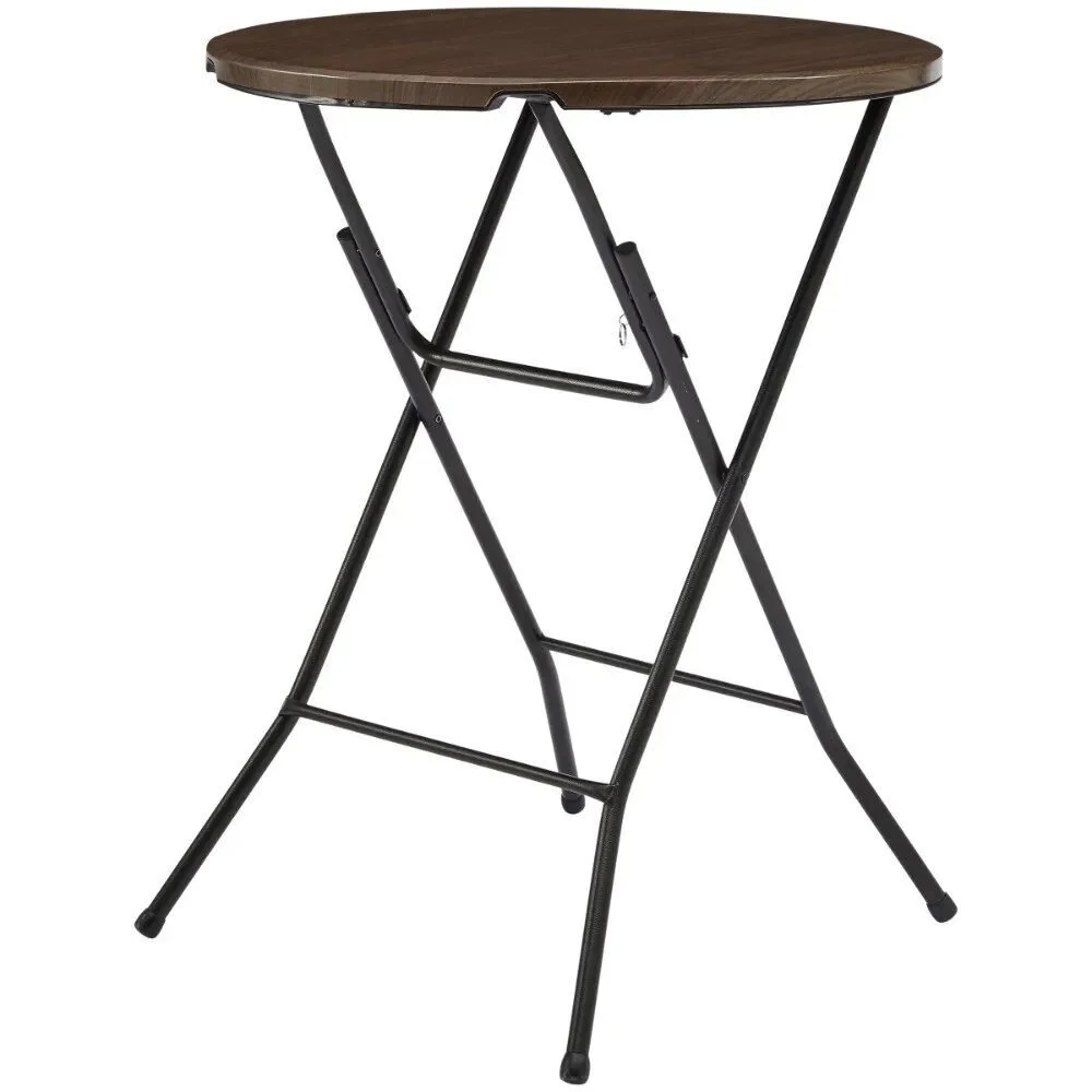 31" Round High-Top Foldable Walnut Table