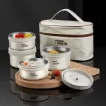 Stackable Stainless Steel Bento Lunch Box Set with Insulated Carry Bag