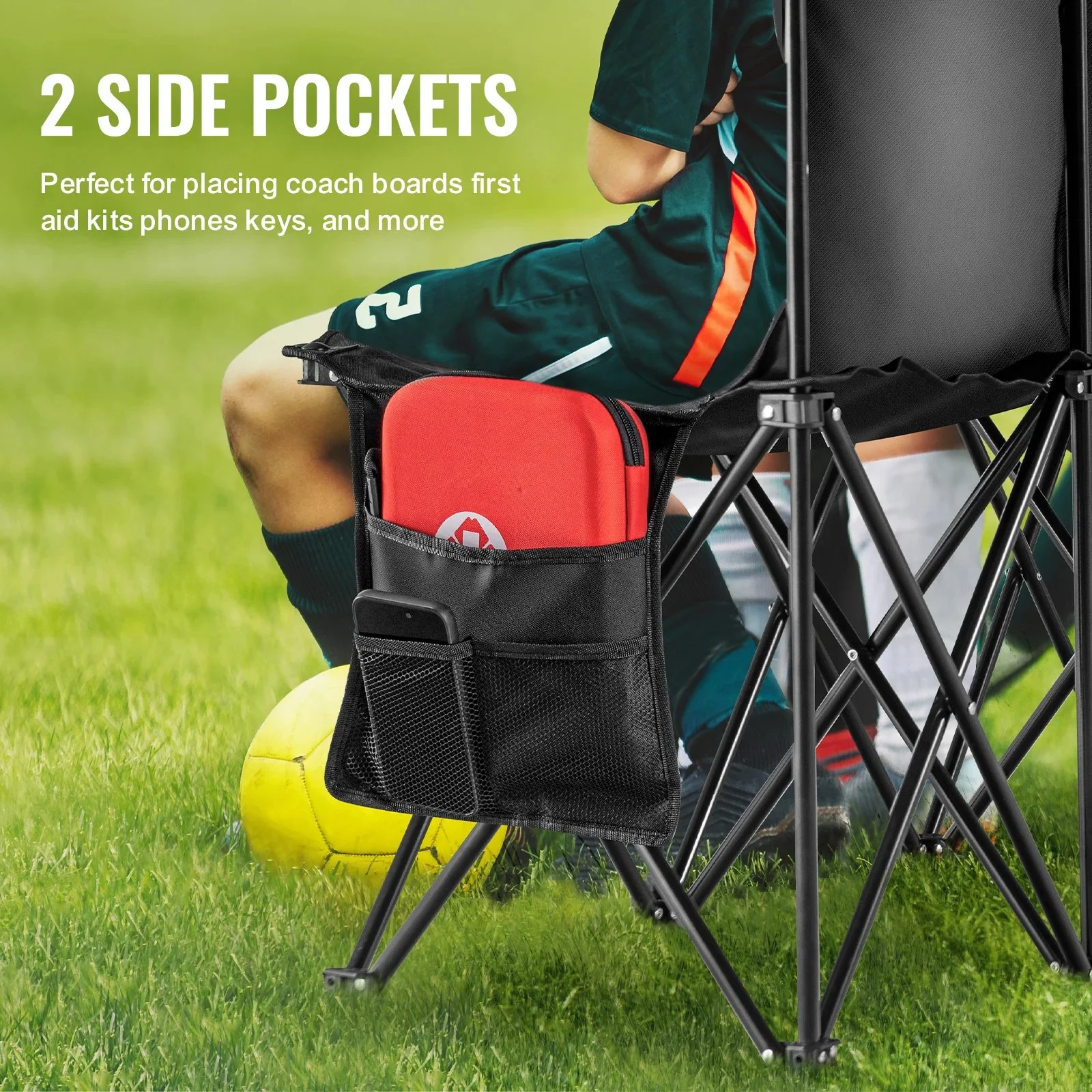 Foldable 6/8-Seat Sideline Bench with Backrest