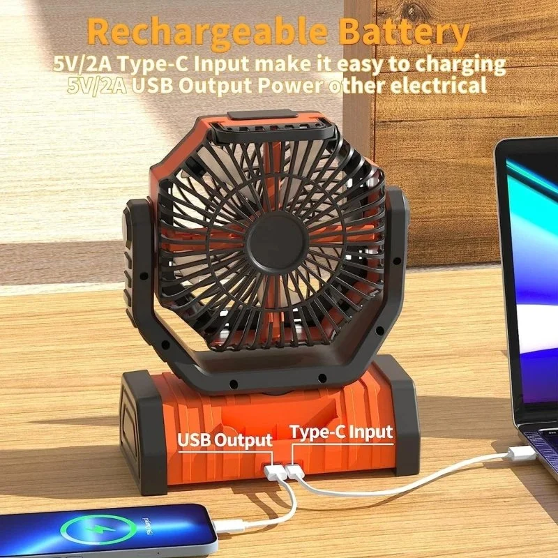 Portable Camping Fan with LED Light