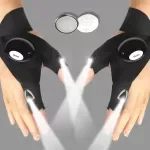 LED Flashlight Fishing Gloves, Half-Finger Light Gloves for Outdoor Night Fishing & Camping