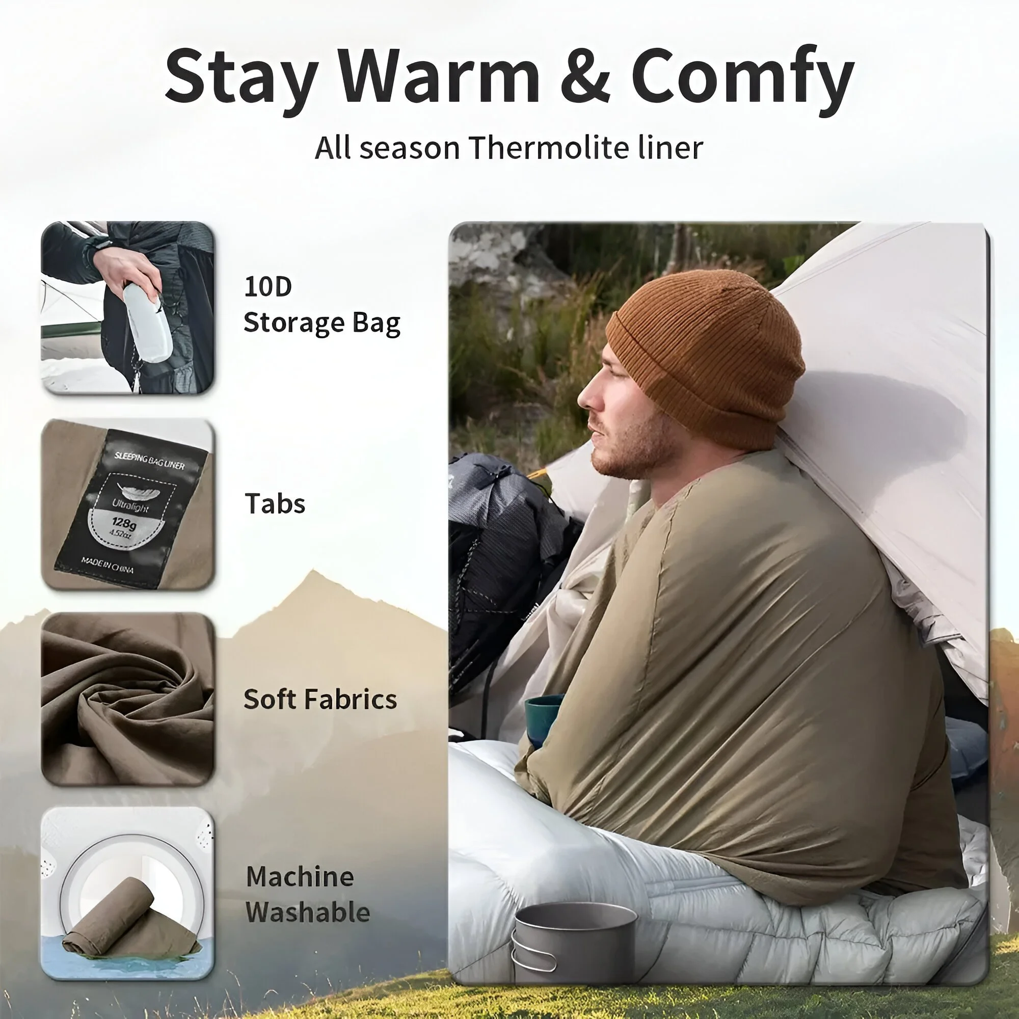 Ultralight Sleeping Bag Liner for Camping, Hiking, Travel