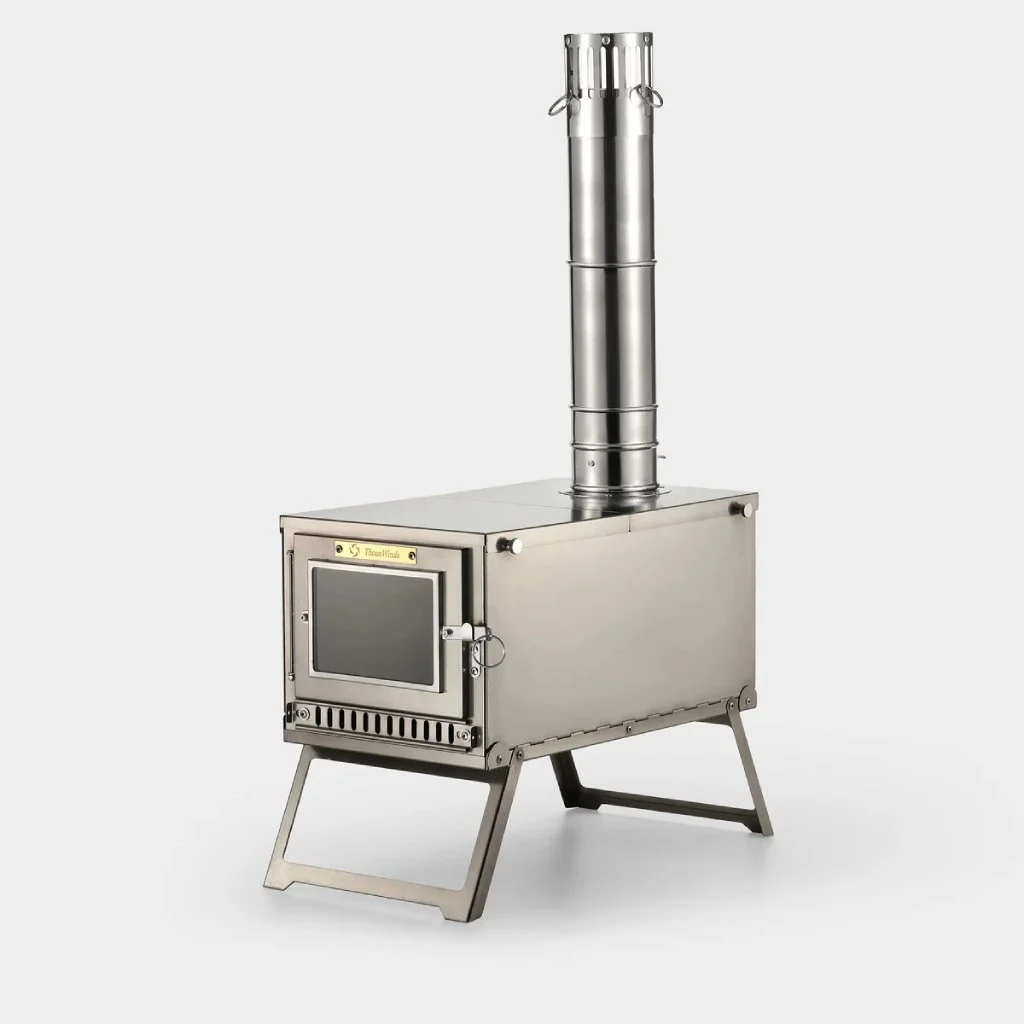 Folding Titanium Wood Stove for Camping and Outdoor Cooking