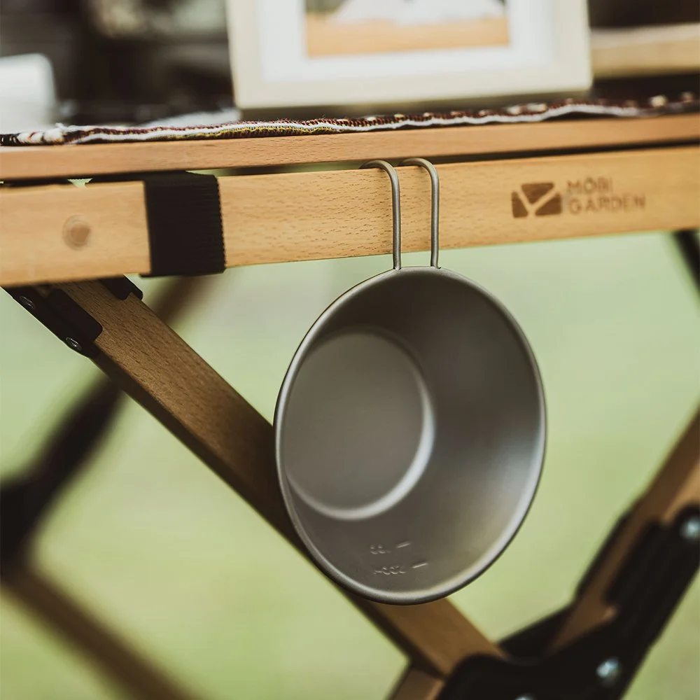 Lightweight Titanium Camping Bowl with Folding Handles