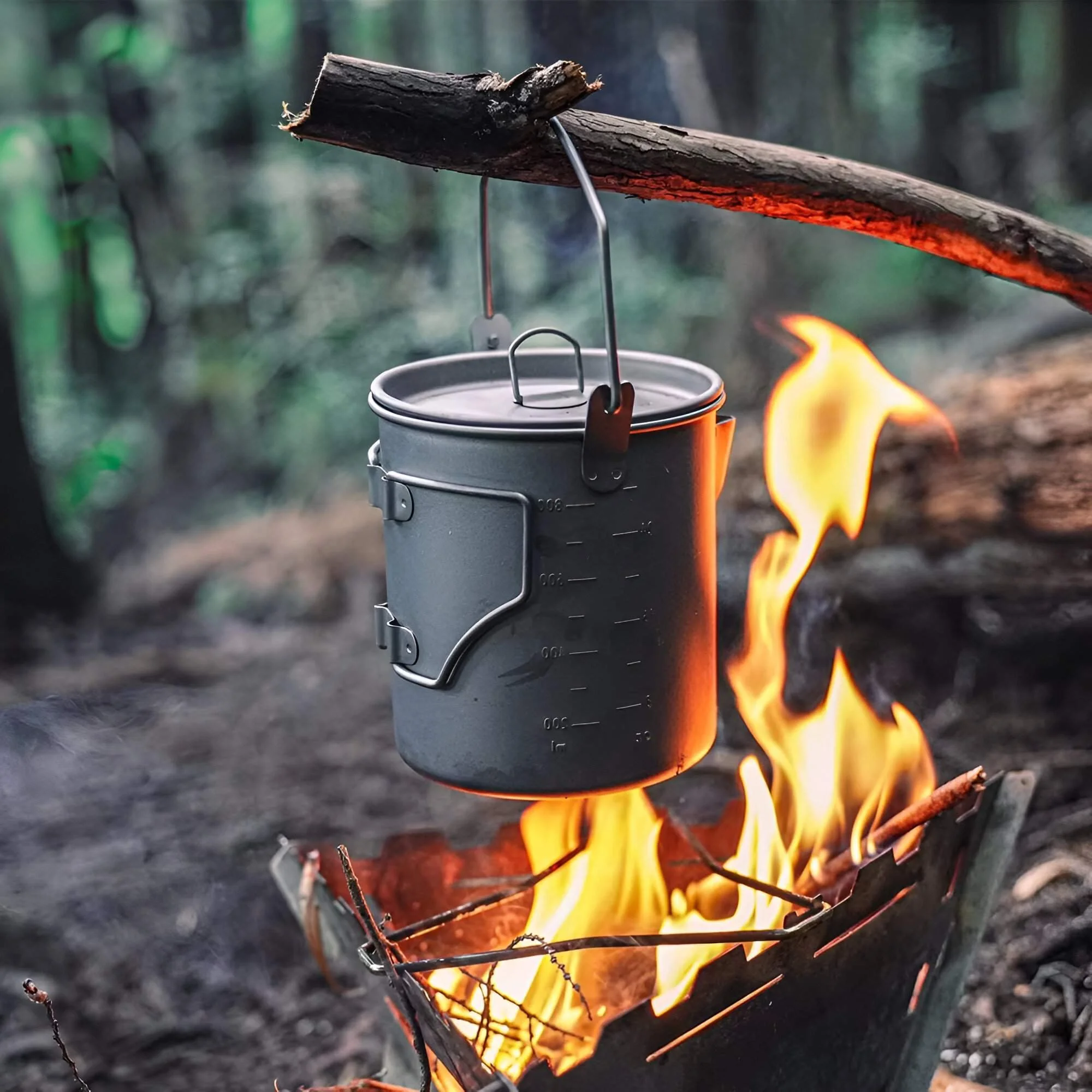 Ultralight Titanium Camping Pot 900ml with Foldable Handles – Outdoor Travel Mug