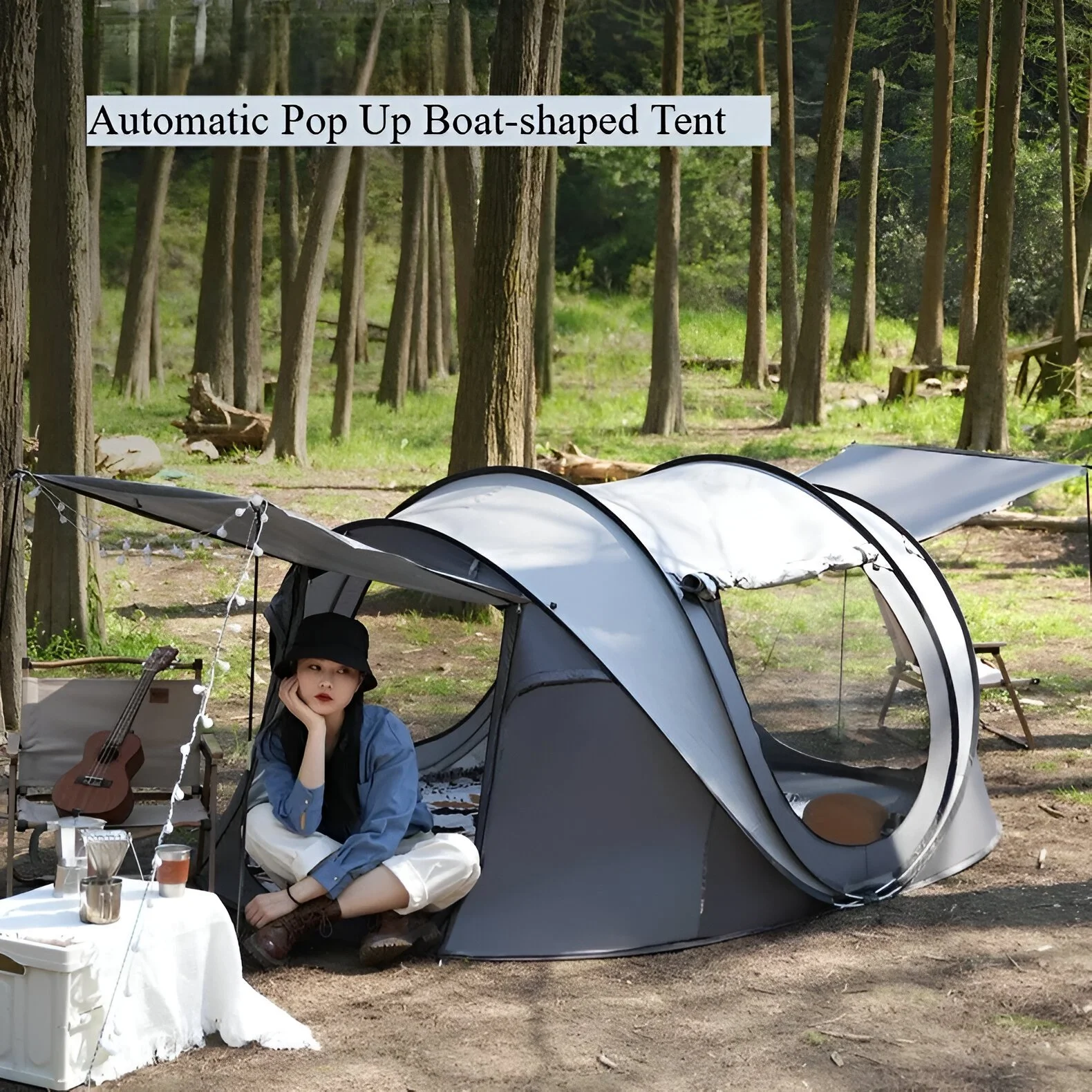 Automatic Pop-Up Boat-Shaped Camping Tent