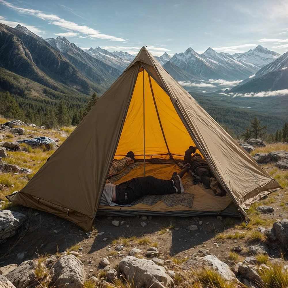 Pyramid Camping Tent Ultra-light with Chimney Window